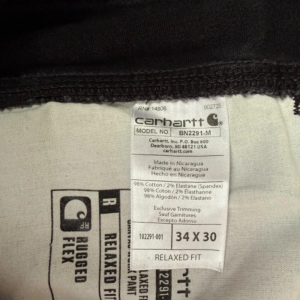 Carhartt Rugged Flex Relaxed Fit‎ Canvas Work Pants Men's 34 x 29 Black